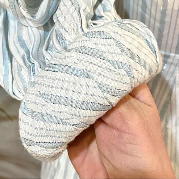 NWT For Love & Lemons Leslie Blue Striped Puff Sleeve Mini Dress - Picture 13 of 16